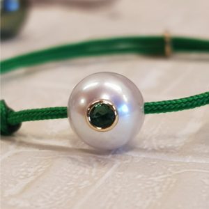 Bracelet bébé lucky Monoï + perle et émeraude
