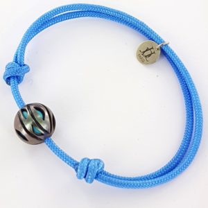 Bracelet perle de Tahiti avec turquoise pour homme JDL Paris - bracelet cordon bleu ajustable