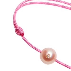 MINI MONOÏ VIP   Bracelet perle de culture rose avec diamant