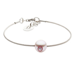 FASHION MONOÏ  Bracelet perle avec cristal de Swarovski sur câble en argent