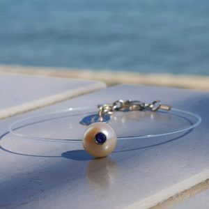 Bracelet Simply Monoï - saphir bleu et perle de culture d'Akoya - Bijou original perle - JDL Paris