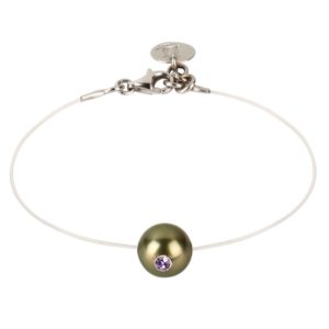 Bracelet Simply Monoï - saphir rose dans perle de Tahiti - JDL Paris - bijou perle original
