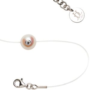 Bracelet Simply VIP+ perle d'Akoya avec diamant sur fil transparent - JDL Paris