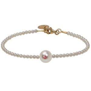WHITE CANDY    Bracelet perle d'Akoya et saphir rose