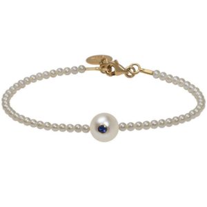 WHITE CANDY    Bracelet perle d'Akoya et saphir bleu