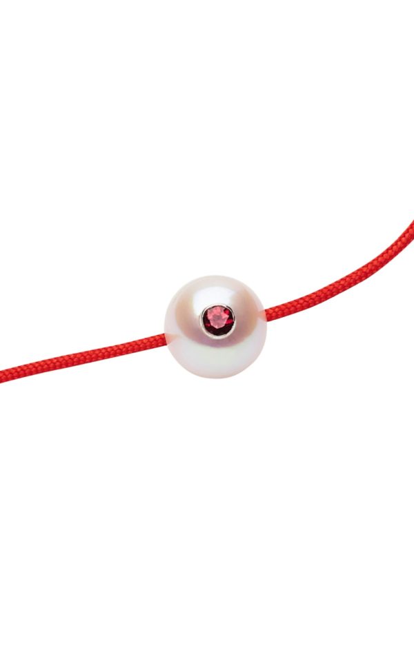 Bracelet rouge perle de culture avec pierre précieuse JDL Paris