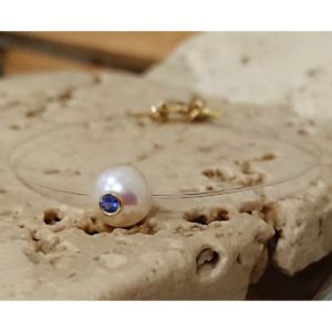 Bracelet simply Monoï +. Bijou perle de culture d'Akoya avec saphir bleu - or 18K - JDL Paris - Joaillerie originale en perles de culture
