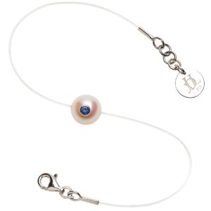 Bracelet simply Monoï +. Bijou perle de culture d'Akoya incrustée d'un saphir bleu - JDL Paris Joaillerie originale en perles de culture