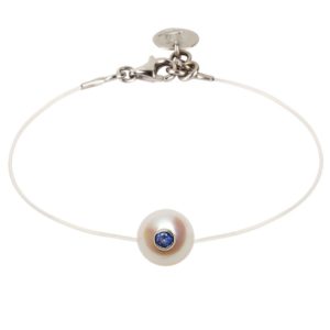Bracelet simply Monoï +. Bijou perle de culture d'Akoya incrustée d'un saphir bleu - or 18K - JDL Paris - Joaillerie originale en perles de culture