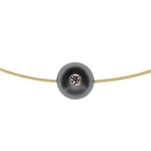MAGIC MONOÏ - Collier câble en or, perle de Tahiti et diamant