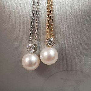 TENDRE RÊVE - Collier perle d'Akoya, diamant et or 18K