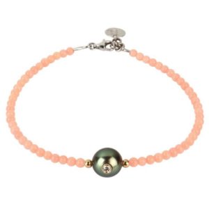 LITTLE PRETTY MONOÏ          Bracelet perle de Tahiti, diamant et bambou de mer