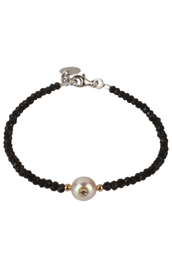 LITTLE PRETTY MONOÏ        Bracelet perle, diamant et spinelle noir