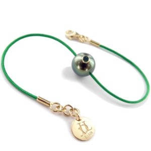 LUCKY MONOÏ    Bracelet perle de Tahiti et émeraude