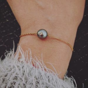 Parisian Monoï bracelet or diamant et perle de tahiti