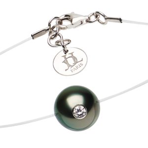 Simply VIP - bracelet perle de Tahiti, diamant et or sur fil transparent