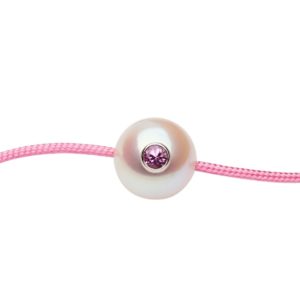 SWEET MONOÏ +       Bracelet perle blanche et saphir rose