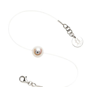 SIMPLY VIP+    Bracelet perle d'Akoya et diamant sur fil transparent