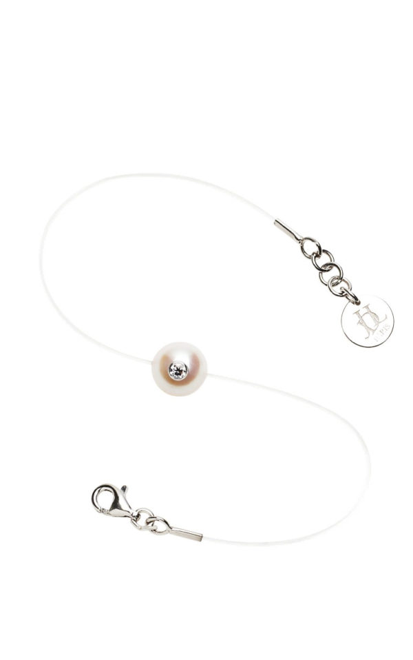 SIMPLY VIP+    Bracelet perle d'Akoya et diamant sur fil transparent