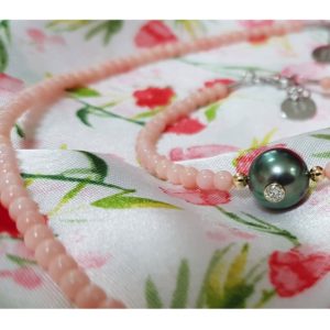 LITTLE PRETTY MONOÏ   Collier perle de Tahiti, diamant et bambou de mer