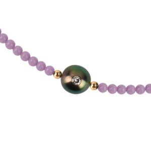 LITTLE PRETTY MONOÏ   Collier perle de Tahiti avec diamant, améthyste et or 18K