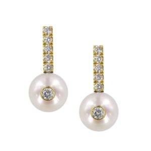 Boucles d'oreilles perles et diamants Sparkle VIP + or jaune JDL Paris by Jessie Lemaire
