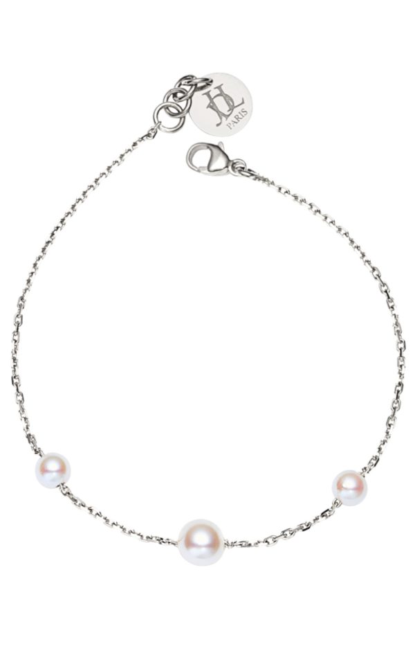 JOLIES PERLES   Bracelet chaîne en or 18K et perles d'Akoya