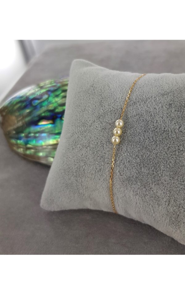 TRIO SUBLIME    Bracelet perles et chaîne fine en or