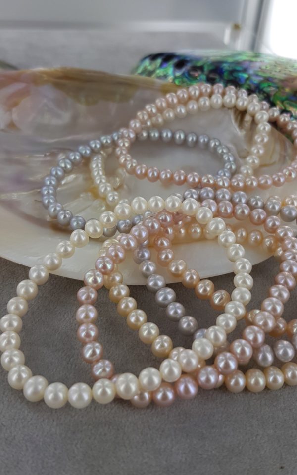 Bracelet élastique perles de culture d'eau douce