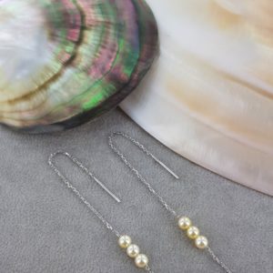 TRIO SUBLIME  Boucles d'oreilles chaînettes et perles