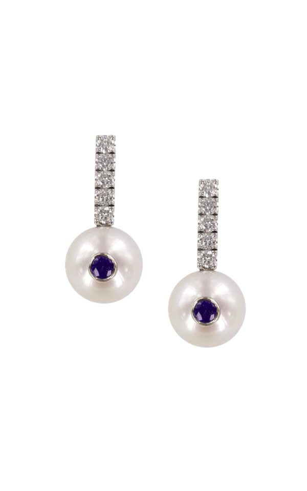 Boucles d'oreilles perles, saphirs et diamants Sparkly VIP + JDL Paris by Jessie Lemaire