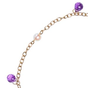 Bracelet Folie Précieuse - perle de culture, or et amethyste