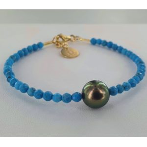PRETTY MONOÏ   Bracelet perle de Tahiti et turquoise