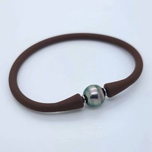 WAVE Perle de Tahiti sur bracelet silicone pour homme