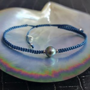 CHANCE  Perle de Tahiti sur bracelet bleu