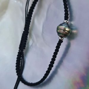 CHANCE  Perle de Tahiti sur bracelet noir