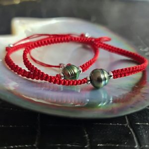 CHANCE  Perle de Tahiti sur bracelet rouge