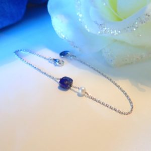 MINERALOVE  Bracelet or, lapis lazuli et perle