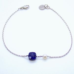 Bracelet lapis lazuli, perle et or 18K - JDL Paris by Jessie Lemaire