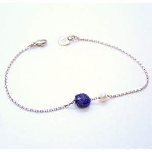 Bracelet lapis lazuli, perle et or - Jessie Lemaire