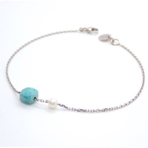 MINERALOVE  Bracelet chaine fine, turquoise et perle