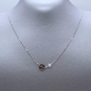 MINERALOVE  Collier chaîne fine, quartz fumé et perle