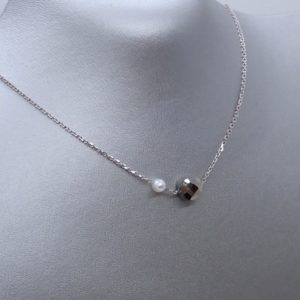 MINERALOVE  Collier chaîne fine, pyrite et perle