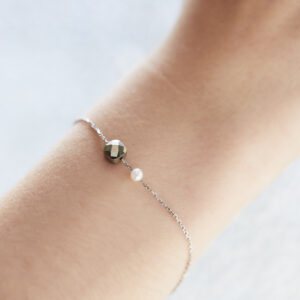 MINERALOVE  Bracelet or, pyrite et perle