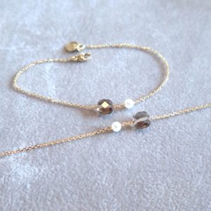 MineraLove - Bracelet or 18K, perle et quartz fumé - JDL Paris