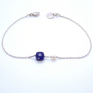 MineraLove bracelet lapis lazuli, perle et or 18K - Jessie Lemaire