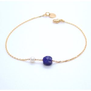 MineraLove bracelet lapis lazuli, perle et or 750 - Jessie Lemaire