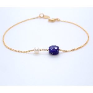 MineraLove bracelet lapis lazuli, perle et or - Jessie Lemaire