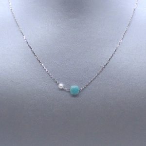 MINERALOVE  Collier chaîne fine, turquoise et perle