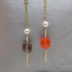 Boucles d'oreilles or, pierres fines et perles - JDL Paris